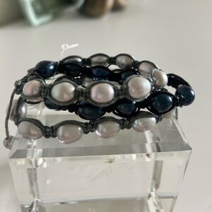 Rarities Carol Brodie SET of 3 FRESH WATER PEARL Makrame Bracelet